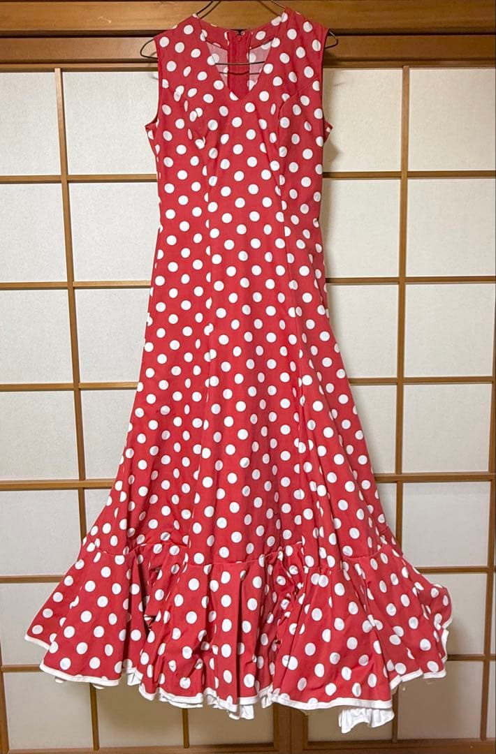 フラメンコ衣装　水玉　赤