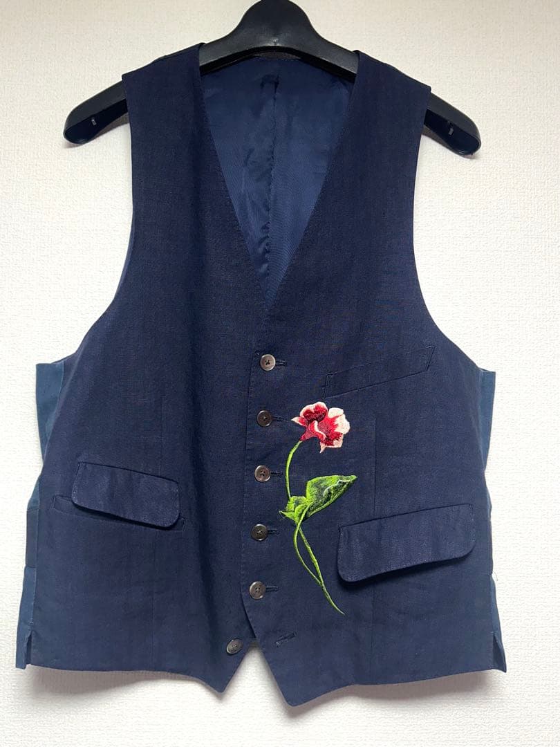 モ*カ様 【最高級】✨️ポールスミスコレクション ✨️花刺繍 リネンジレ ベスト