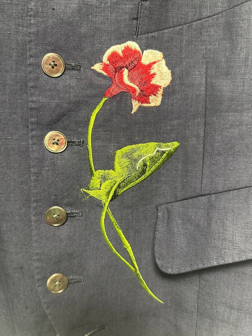 モ*カ様 【最高級】✨️ポールスミスコレクション ✨️花刺繍 リネンジレ ベスト