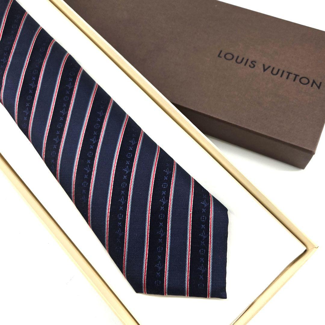 極美品　LOUIS VUITTON　ルイヴィトン　シルク　ネクタイ　ネイビー