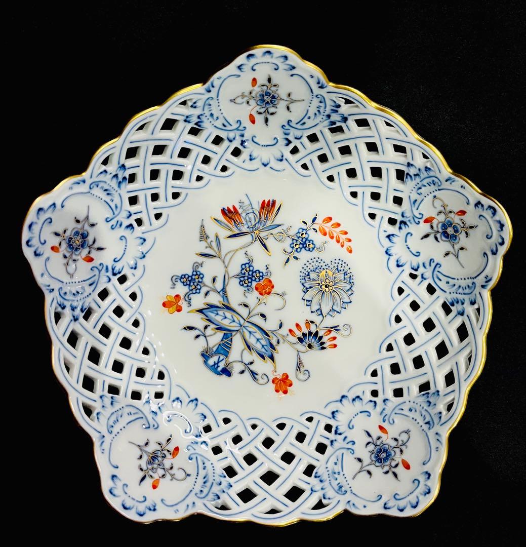 Meissen マイセン /※極美品 1級品 両面朱金装飾オニオン プレート