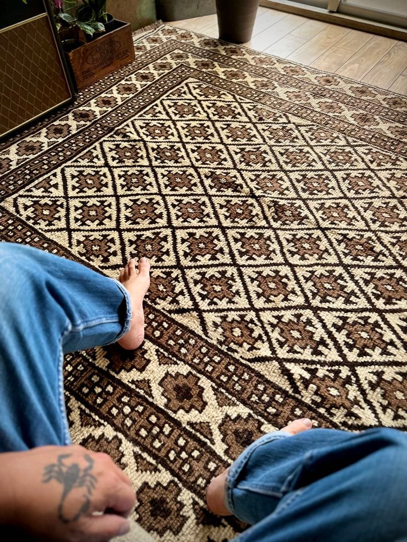 トライバルラグ　ヴィンテージラグ　タイマニ　バルーチ　プリミティブアート　美品