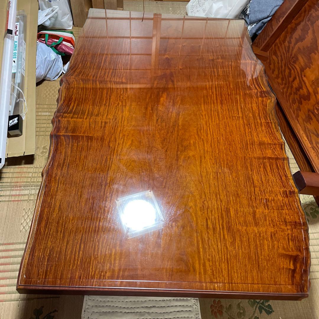 [年末セール]座敷机/国産/一枚板/欅/ガラス/和
