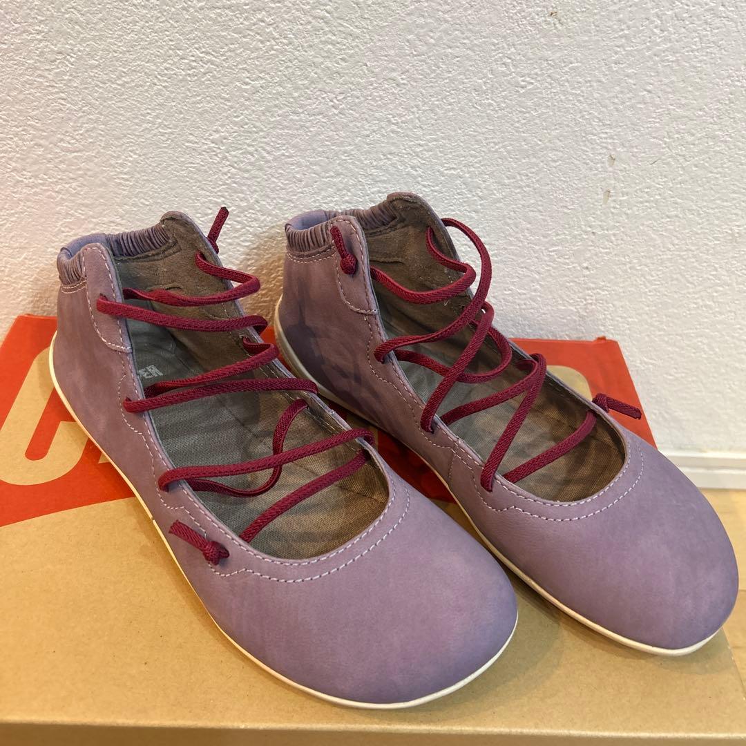 カンペール 紫色 スエードスニーカー CAMPER