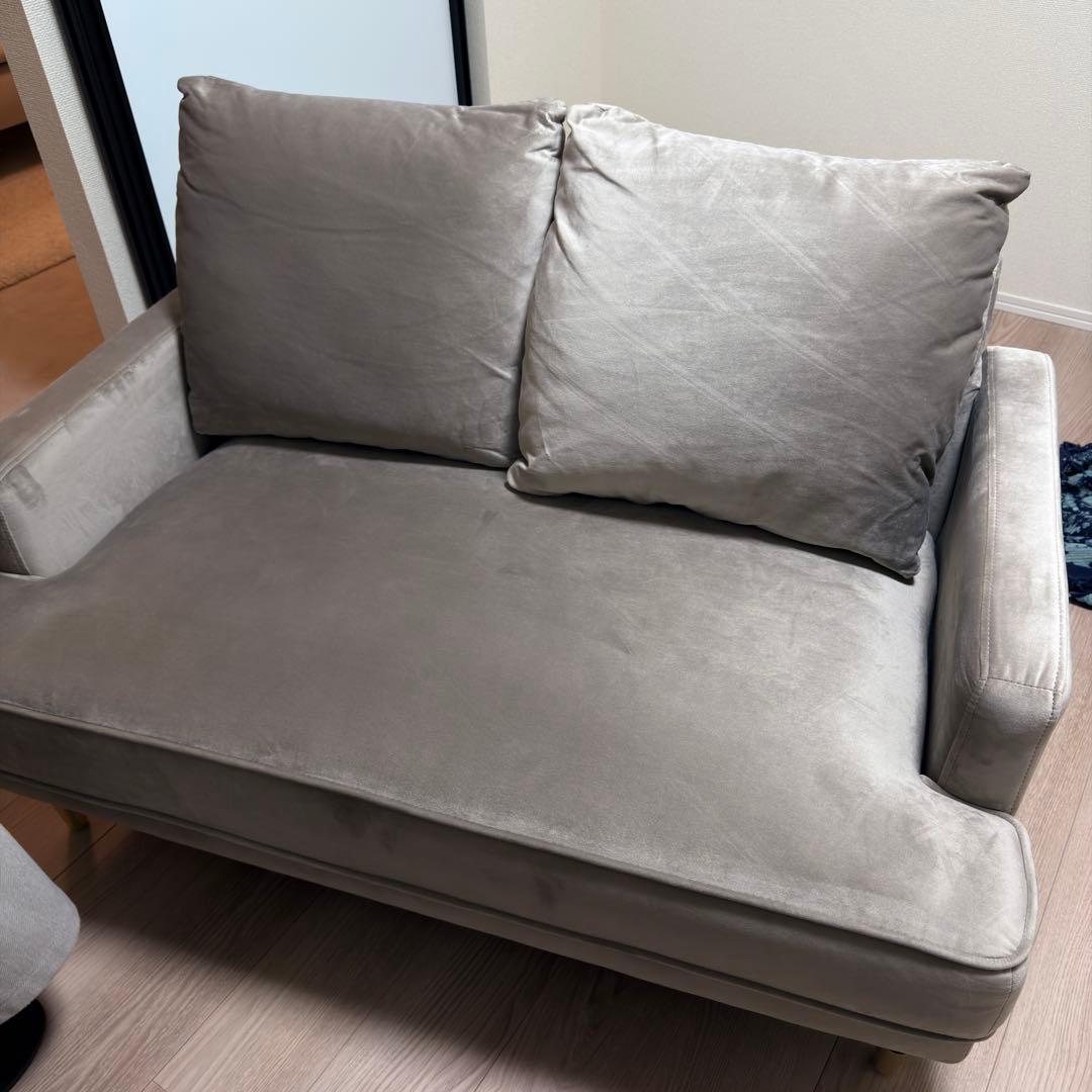 【直接取引可能】2人掛けソファ ベルベット調 LOWYA