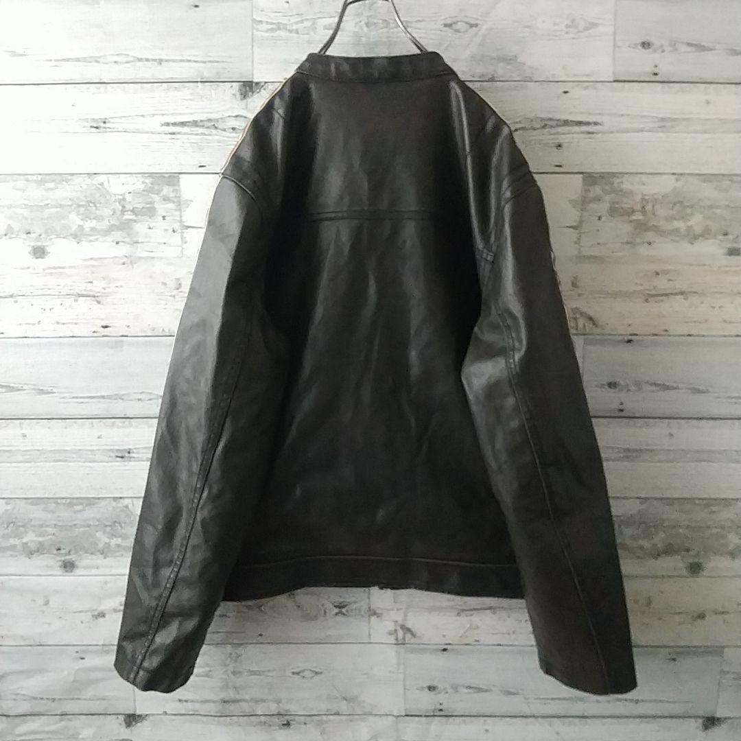 本革 リアルレザー サイドライン ライダース レザージャケット M ブラウン