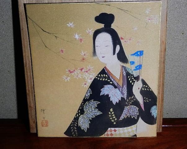 日本画家「三宅凰白（みやけこうはく）」色紙４点（共箱入り）