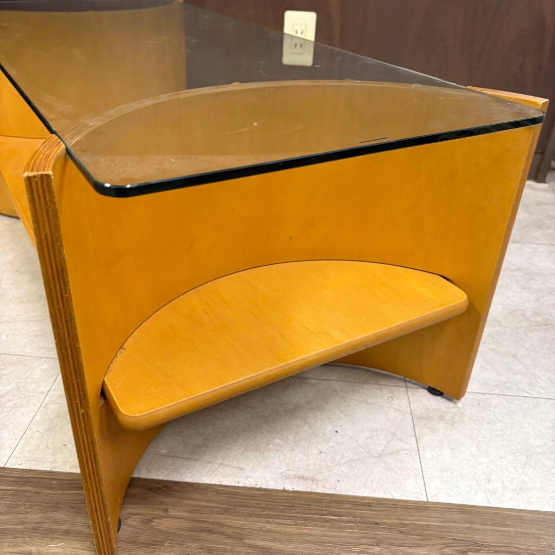 D壁 北欧レトロ プライウッド センターテーブル ガラステーブル ビンテージ