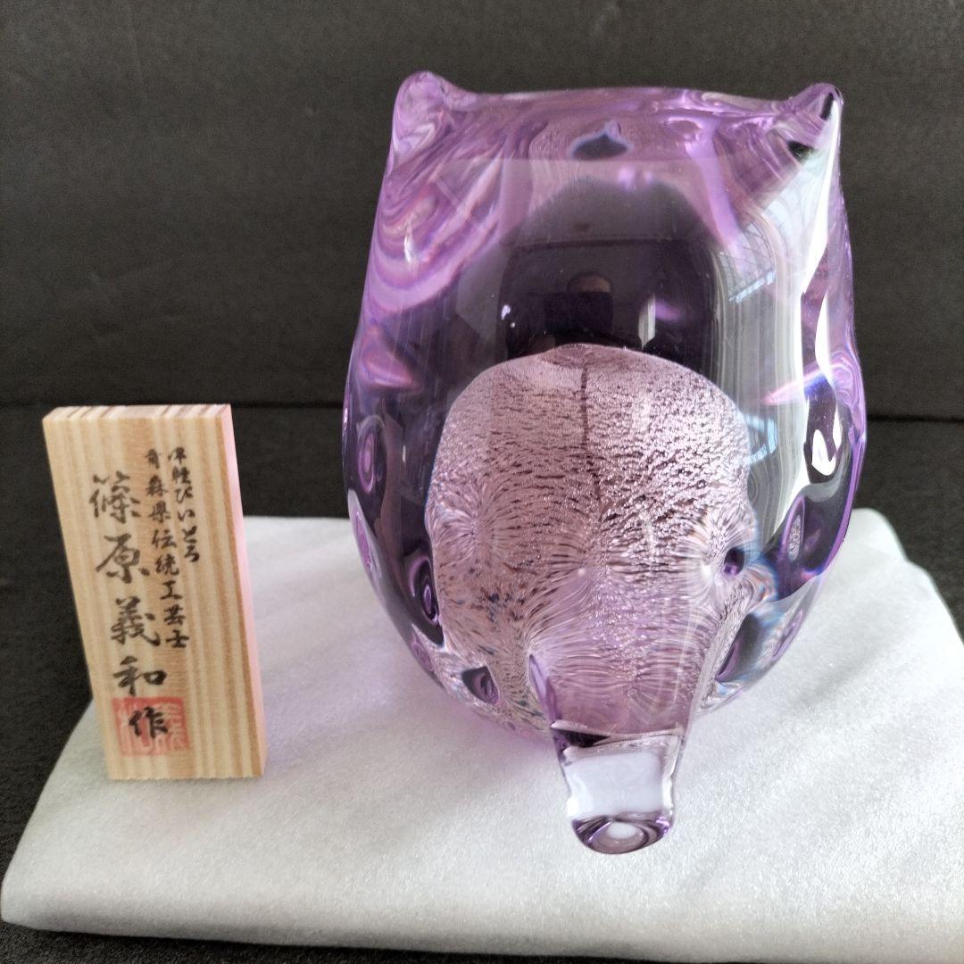 青森伝統工芸品　津軽びいどろ置物とディズニー江戸切子グラス　だい