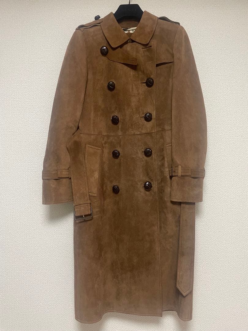 GUCCI 本革トレンチコート　スエード　リアルレザー