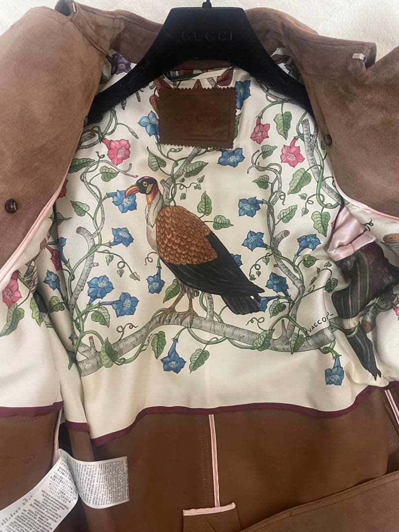 GUCCI 本革トレンチコート　スエード　リアルレザー