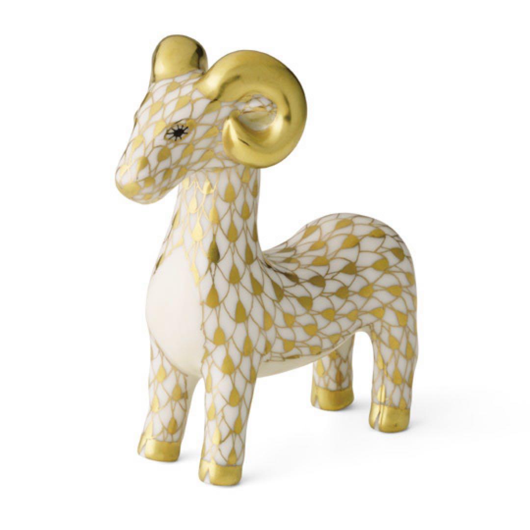 新品　Herend／ヘレンド　ひつじ／羊／未（ゴールド）