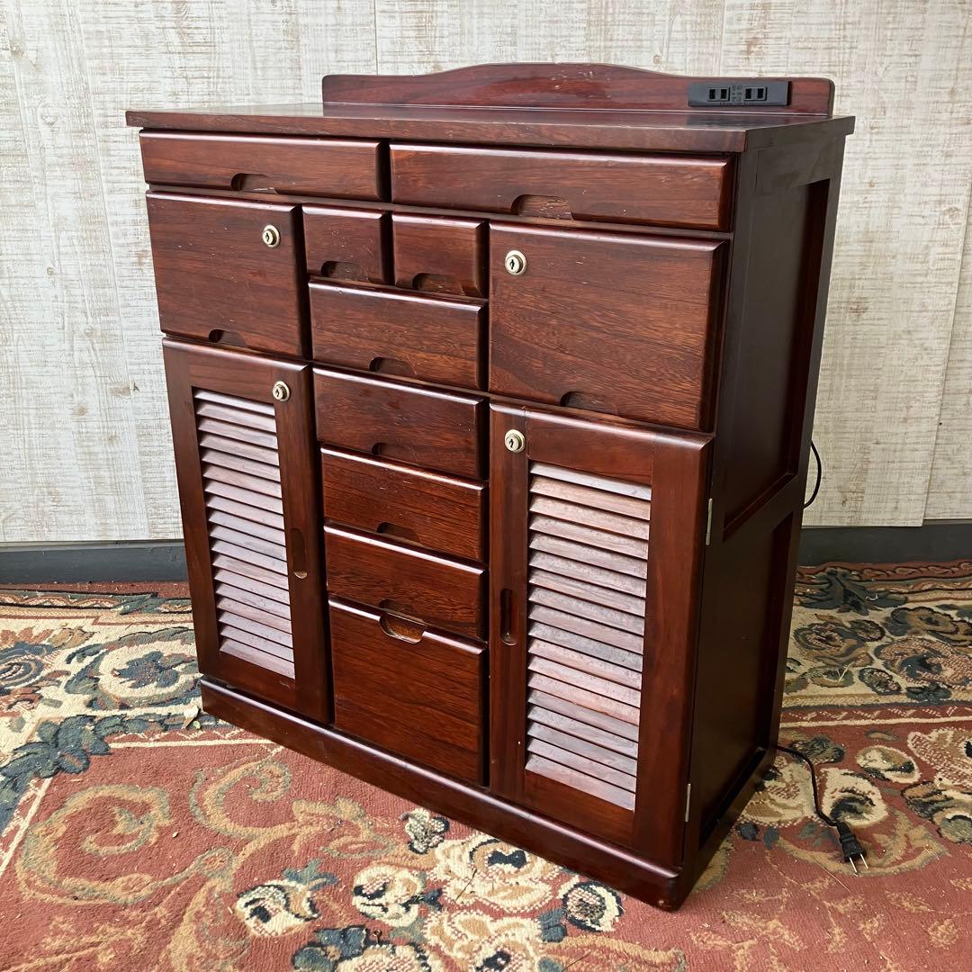 昭和レトロ 三聖 13杯多数収納 木製サイドボード 飾り棚 キッチンボード古家具