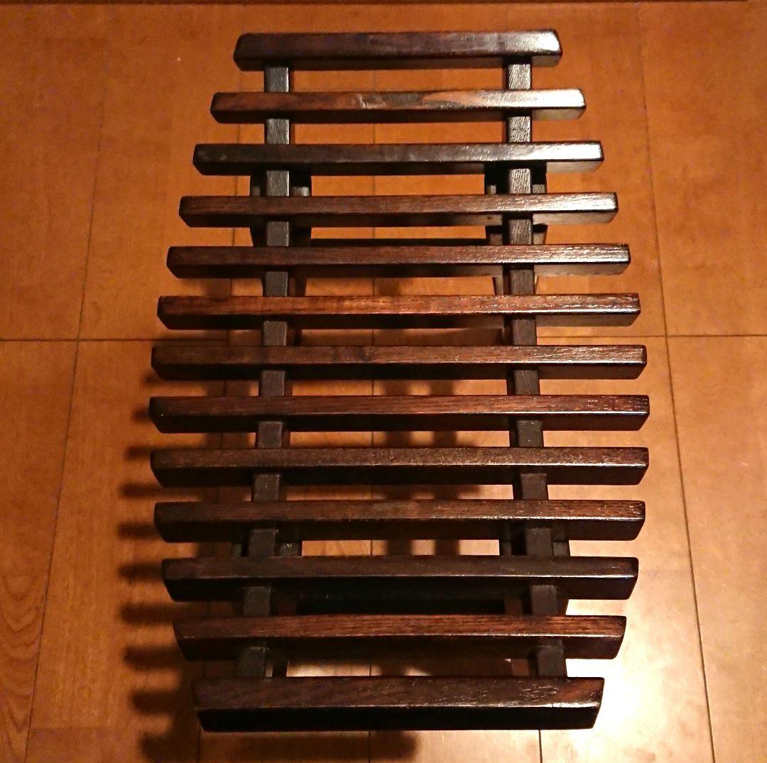 楡無垢材 格子スツール 黒 和モダン アンティーク 椅子 腰掛け 飾り台 天然木