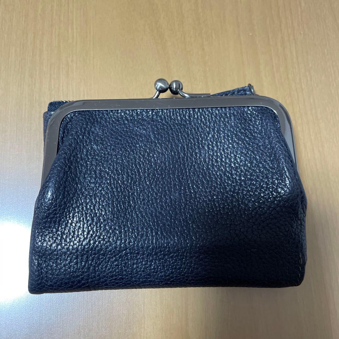 土屋鞄トーンオイルヌメがま口ポケット財布ネイビー