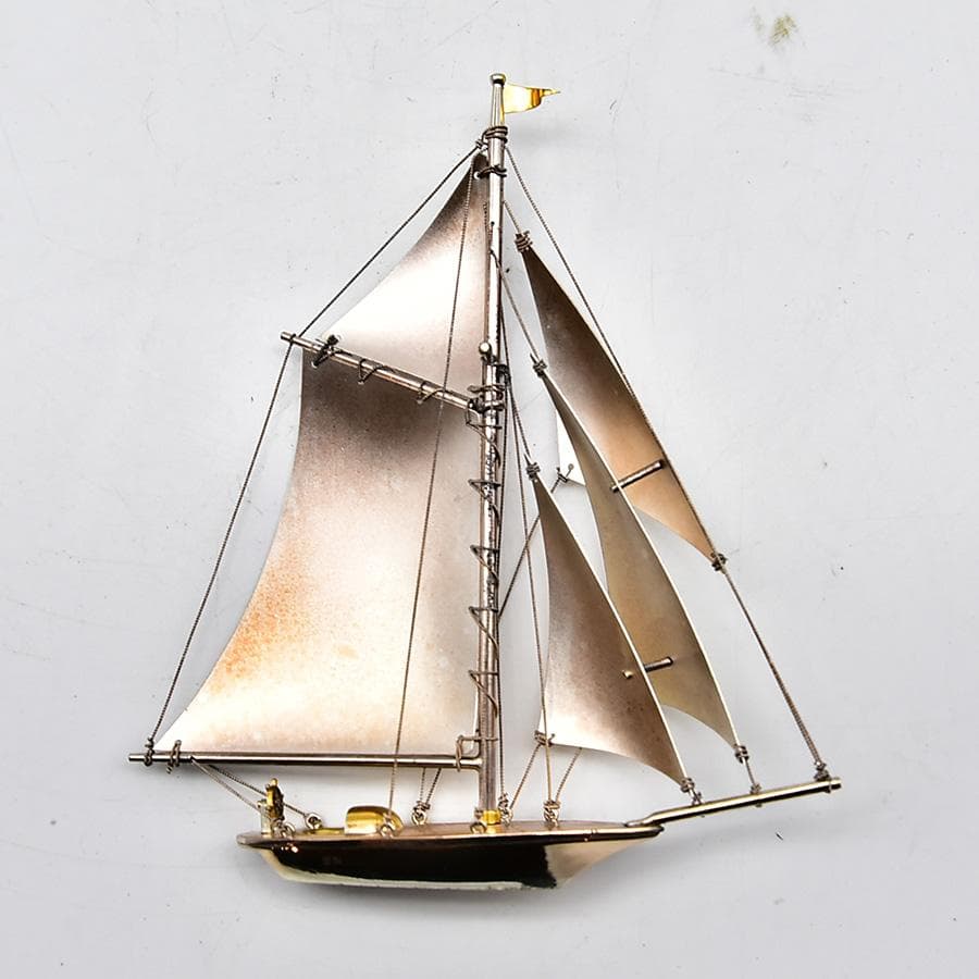 純銀製 屯栄 ヨット 本体重量 54g 刻印 額装 縦14cm横12.5cm