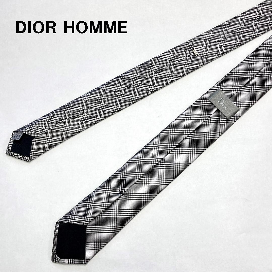 美品 Dior Homme ディオールオム エディ期 グレンチェックナロータイ
