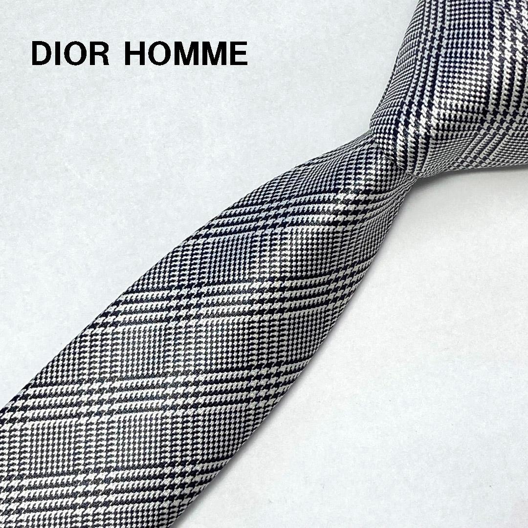 美品 Dior Homme ディオールオム エディ期 グレンチェックナロータイ