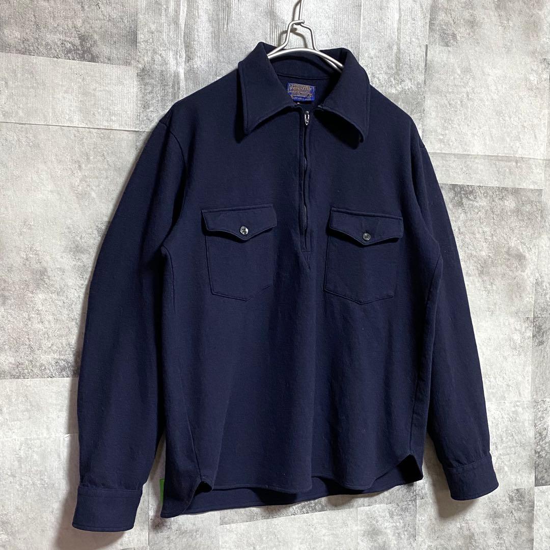 70s USA製PENDLETON ペンドルトン ウールシャツ ハーフジップ