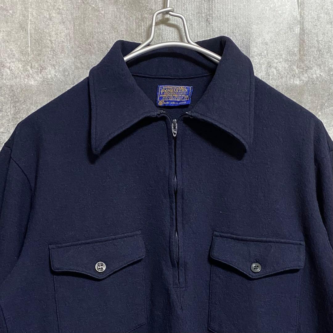 70s USA製PENDLETON ペンドルトン ウールシャツ ハーフジップ