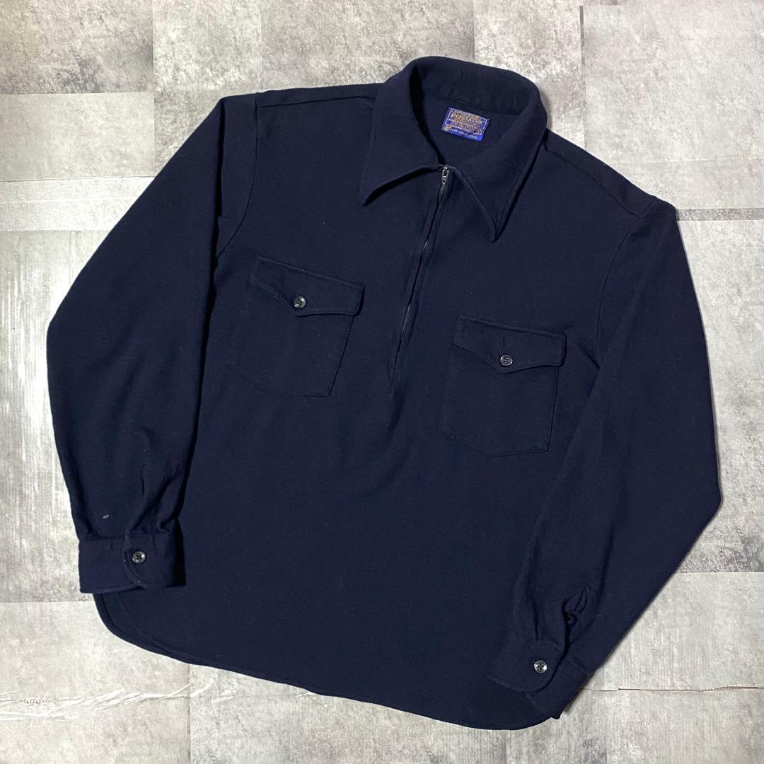 70s USA製PENDLETON ペンドルトン ウールシャツ ハーフジップ