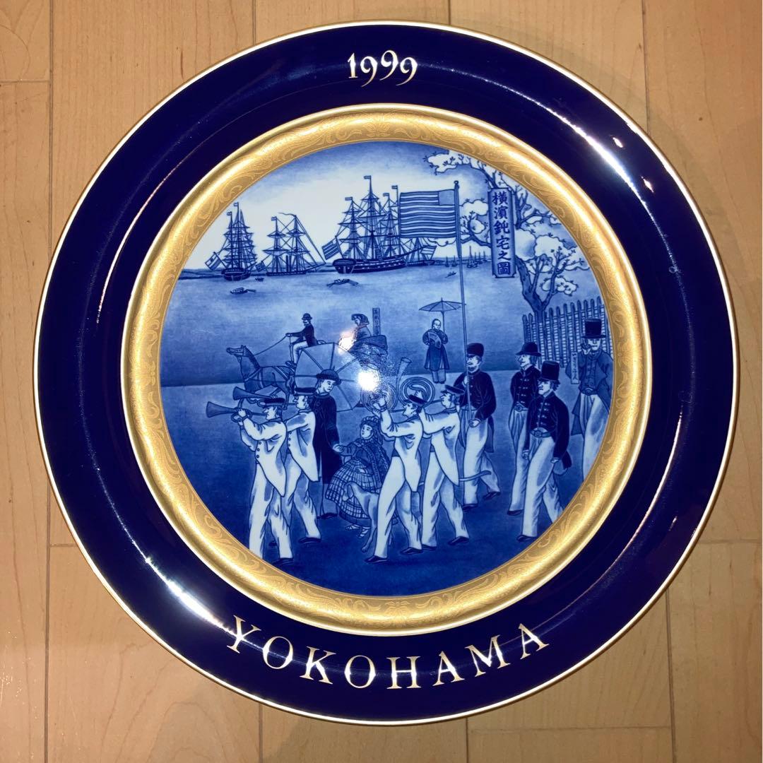 横濱増田窯 ヨコハマイヤープレート 1999年 横浜鈍宅之図 金彩 飾皿