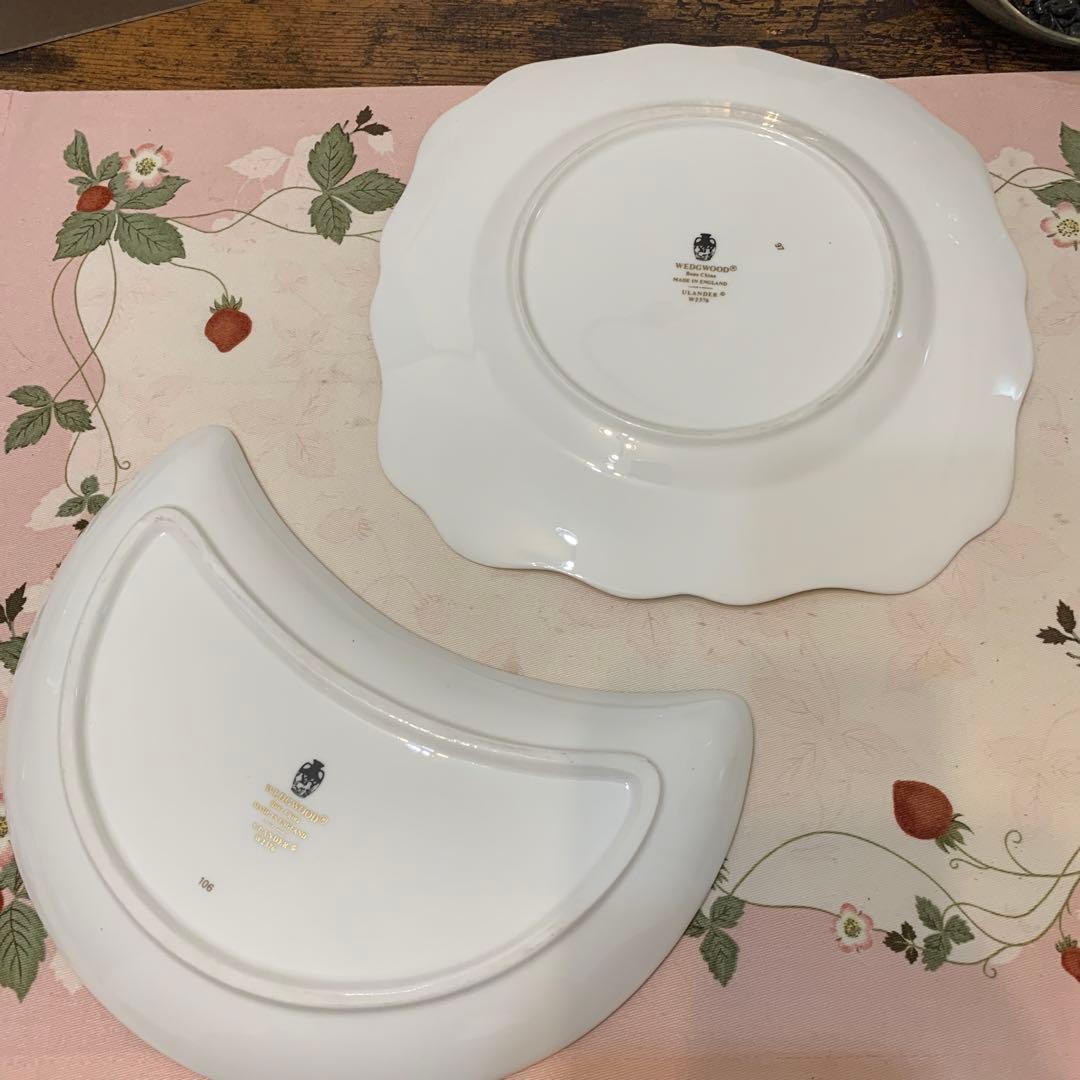 ウェッジウッド ユーランダー　パウダーブルー　スクエア　クレセントプレート