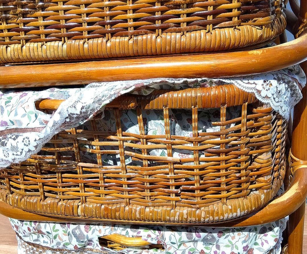 昭和レトロ 籐家具 ラタン チェスト 引き出し 5段 収納 キャスター付き