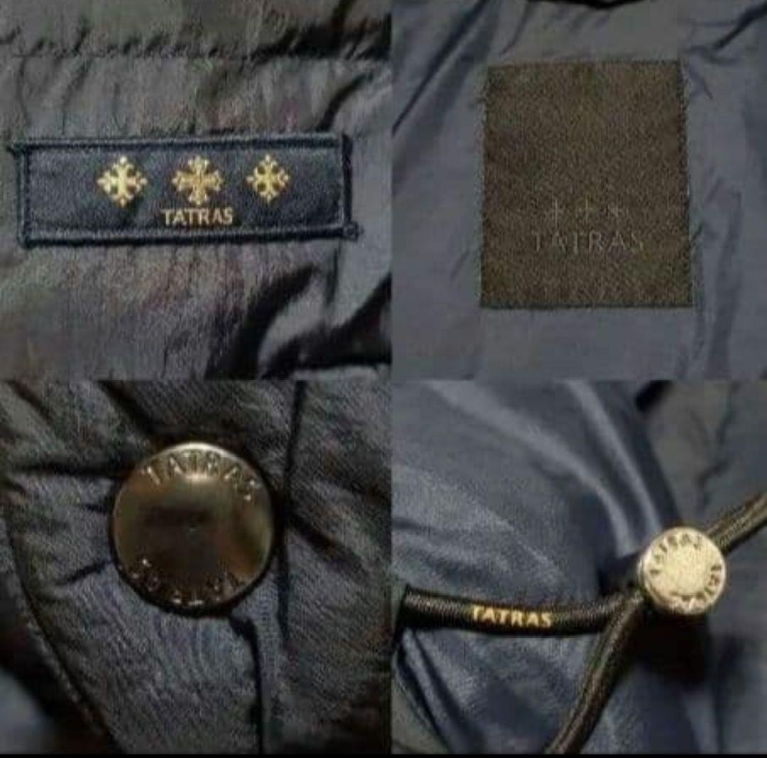 （美品) タトラス ダウン コート ポリテアマ 紺 ロング サイズS