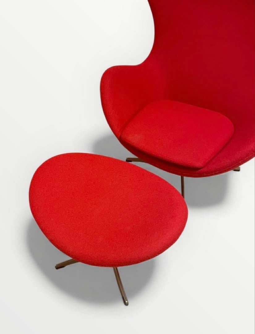 ●名作チェア Egg chair エッグチェア オットマン レッド●