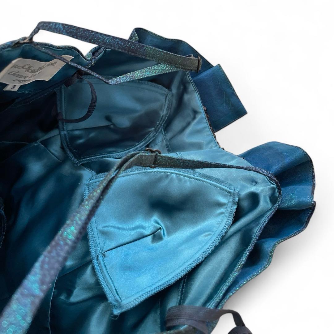 美品 ジュネビビアン パーティドレス　ローズ柄　ジャガード ブルー　グリーン M