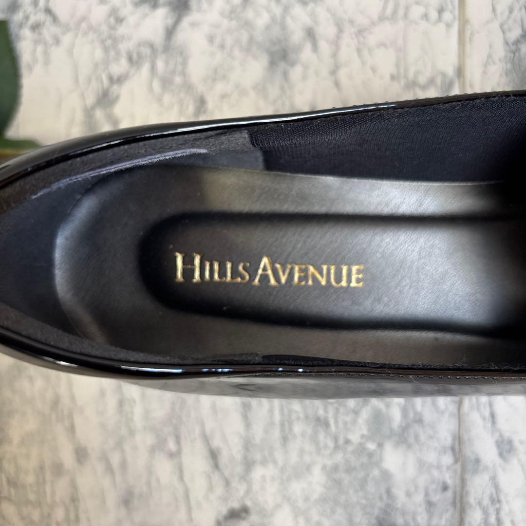 【美品】HILLS AVENUE ヒルズアヴェニュー 黒 エナメル ウェーブ24