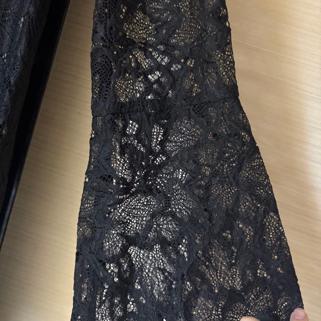 新品タグ付き ブラックレースロングドレス