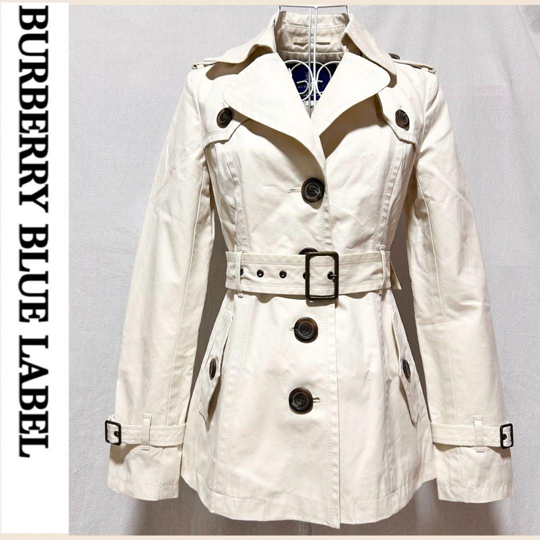 美品 バーバリー ブルーレーベル コート ショート丈 ノバチェック アイボリー