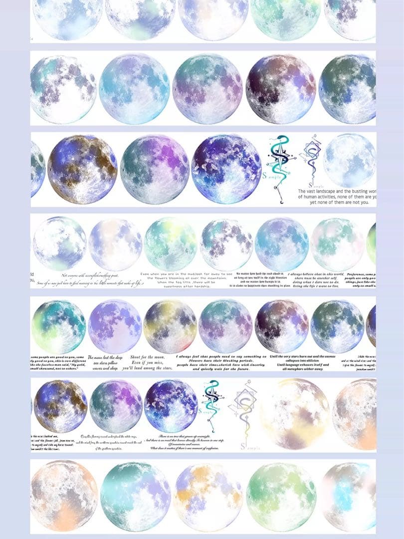 【9482】海外　マステ　6m巻　貝殻光マスキングテープ　月　英文字　装飾背景系