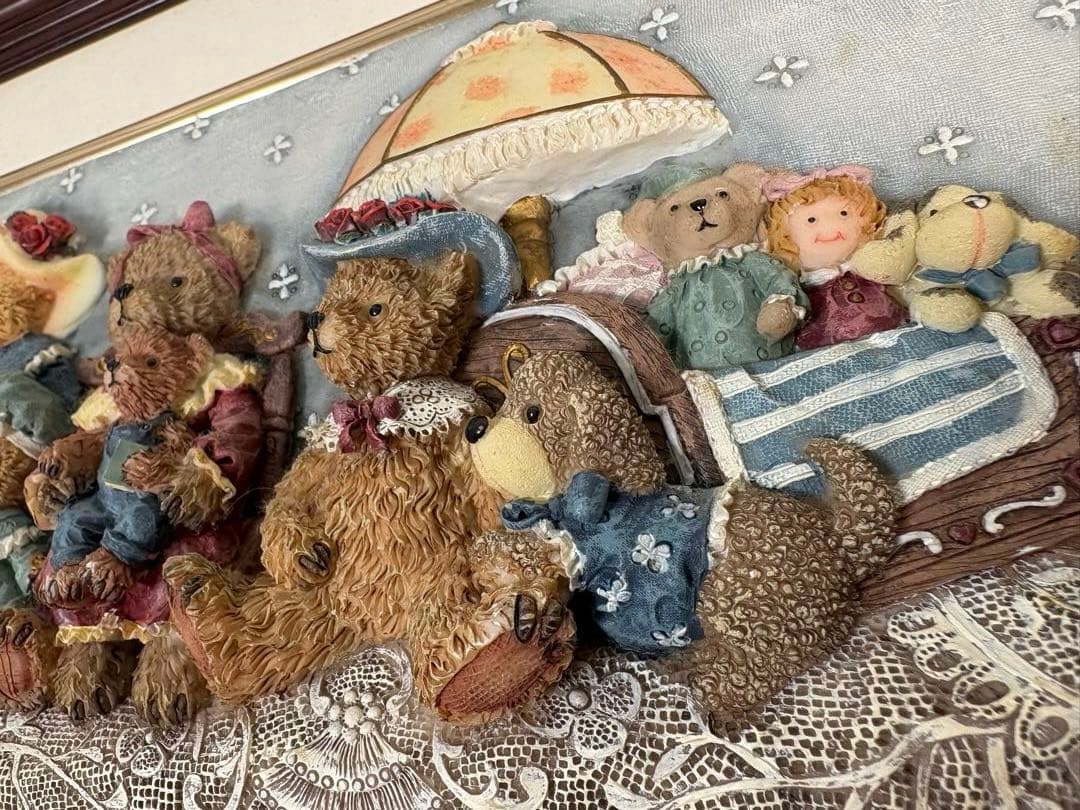 レトロ/アンティーク❤︎クマ/くま/熊❤︎立体アートフレーム❤︎フィギュア風立体額