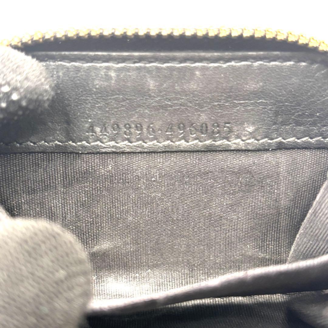 グッチ ケース マイクロシマ GG レザー ラウンドファスナー ブラック