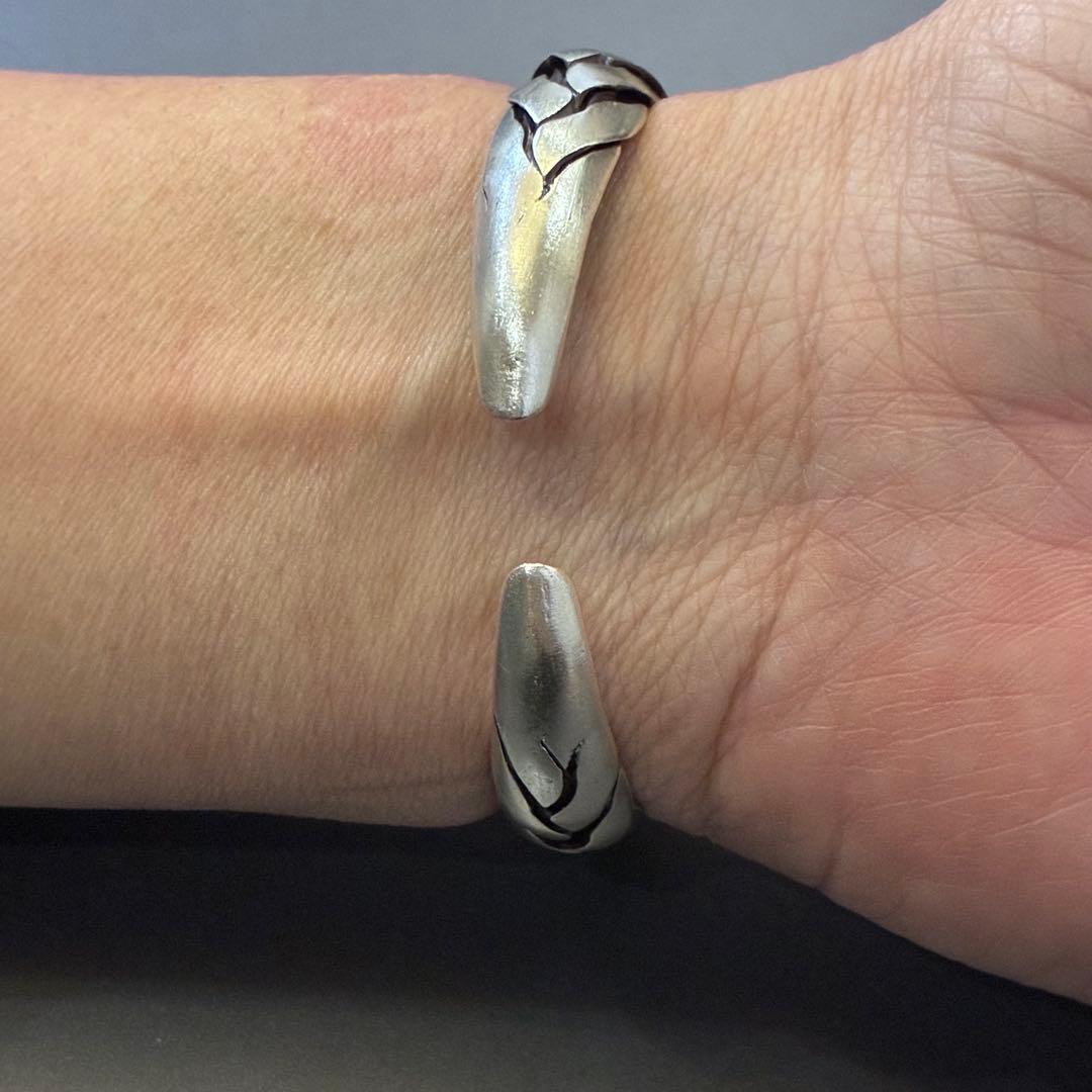 カレンシルバー メンズバングル 高純度シルバー ハンドメイド 編み込みバングル