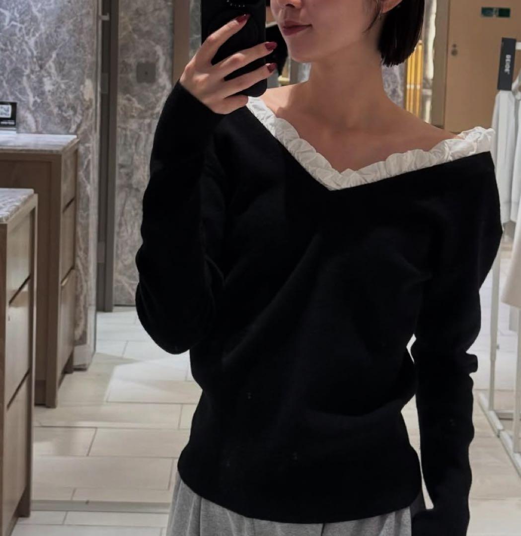 p*i様 CLANE FRILL V NECK KNIT TOPS