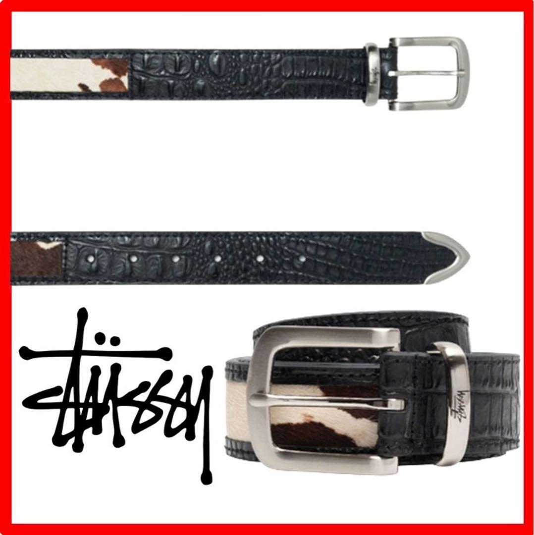小物 STUSSY LEATHER OVERLAY BELT S/M