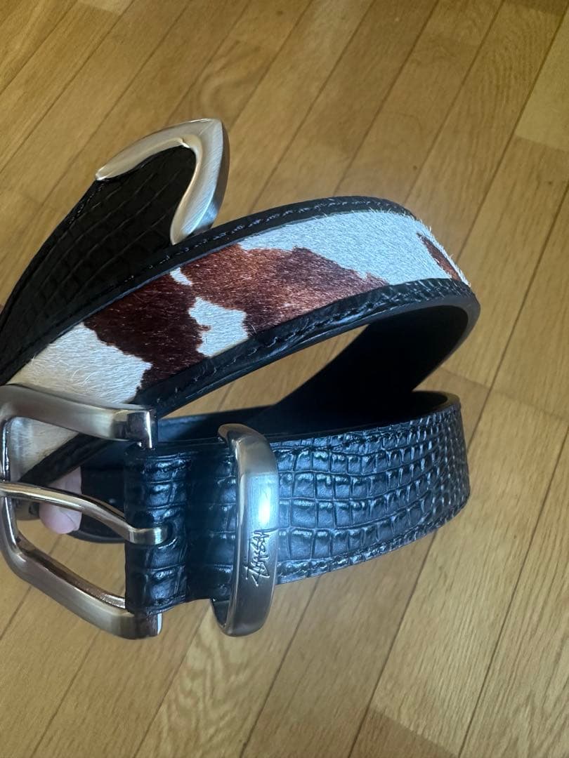 小物 STUSSY LEATHER OVERLAY BELT S/M