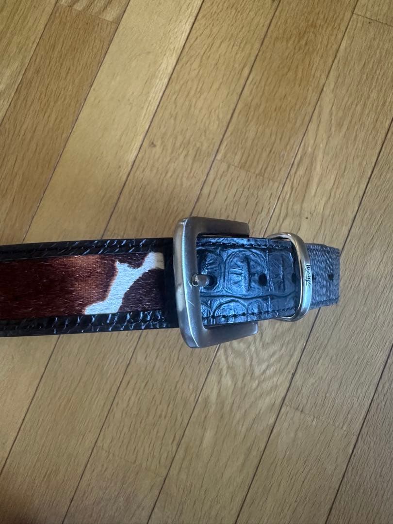 小物 STUSSY LEATHER OVERLAY BELT S/M