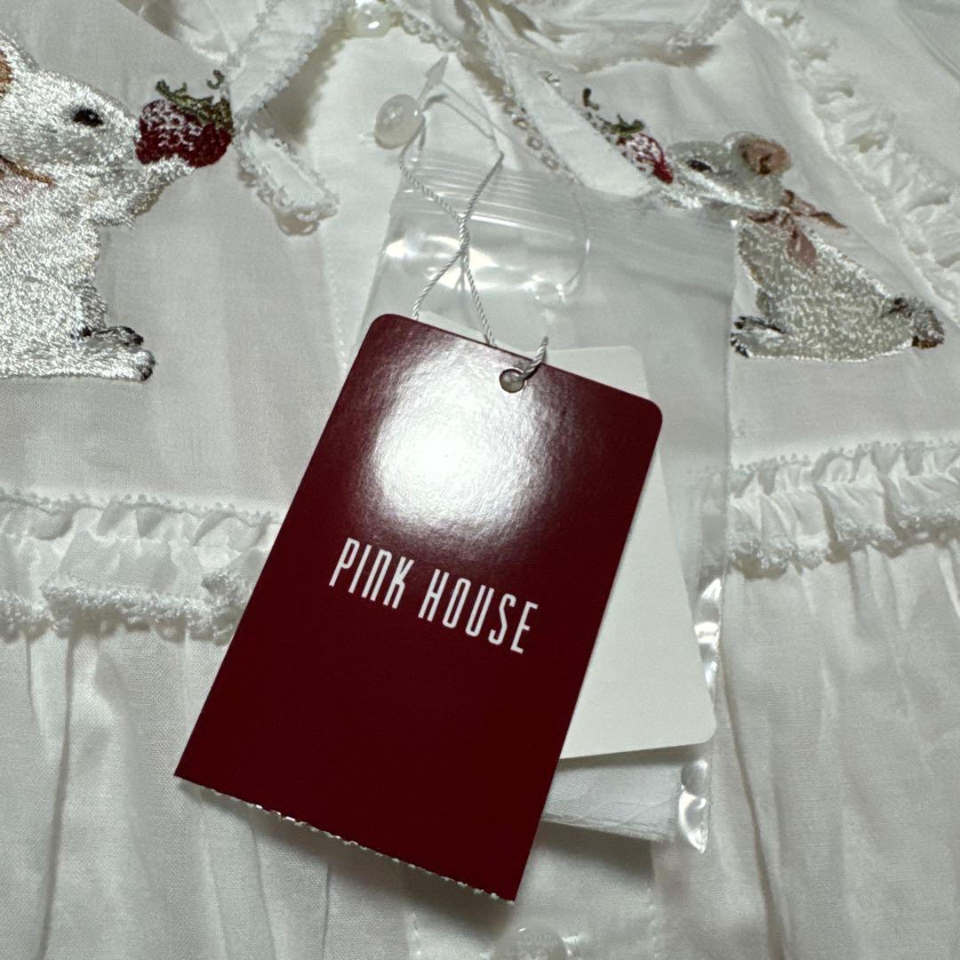 新品未使用　ピンクハウスラビット刺繍ブラウス　シロ