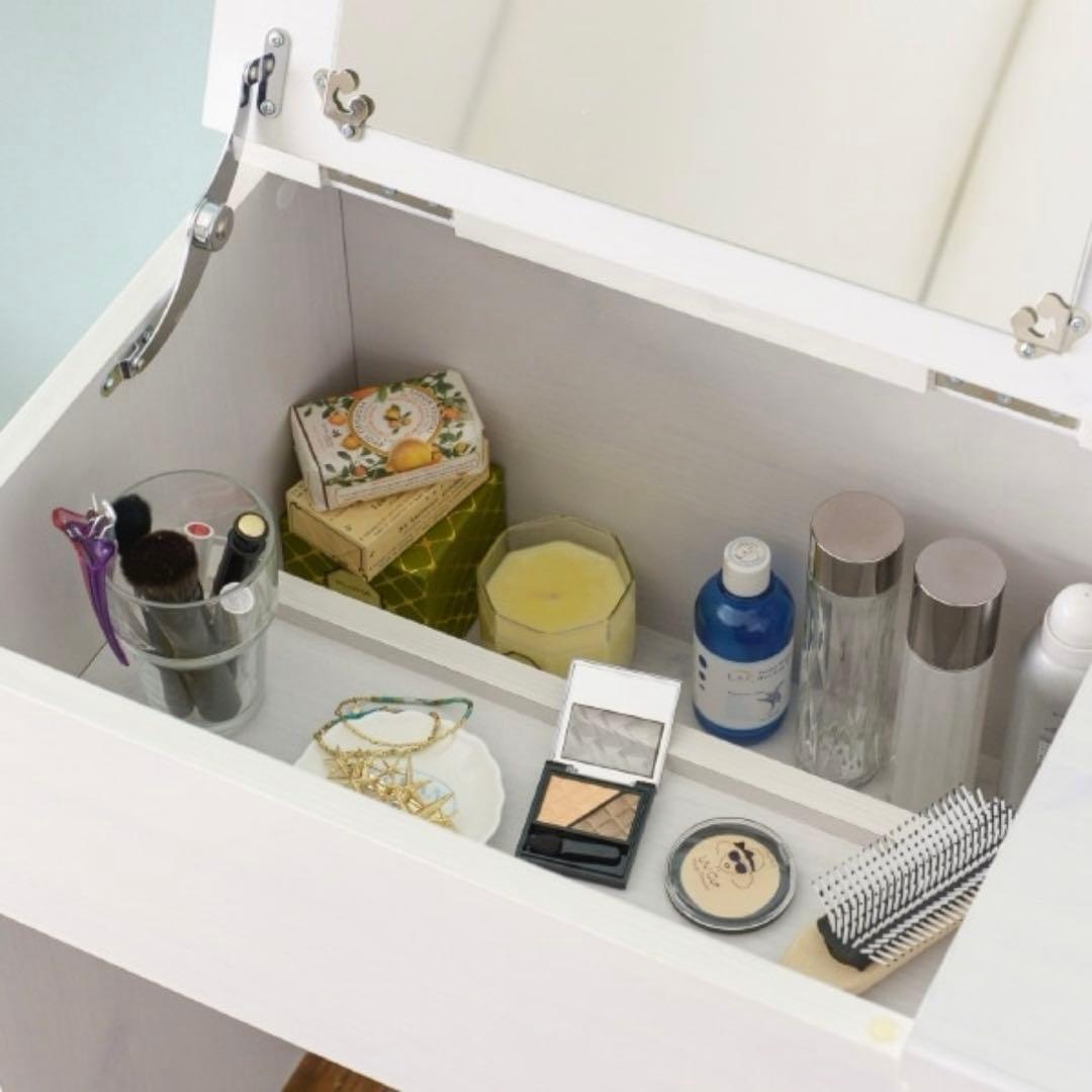 【組立済】ホワイト ドレッサー 収納付き 70-80cm幅（7/23まで出品）