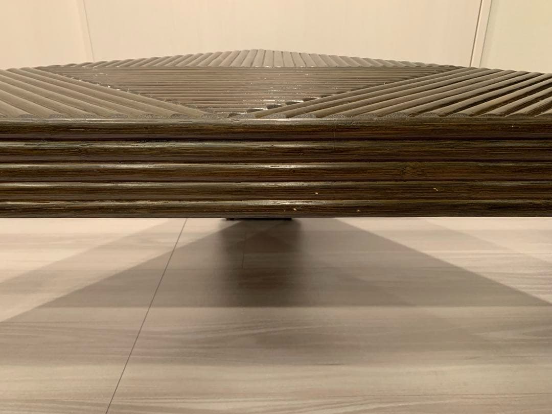 【希少】カサブランカ　ローテーブル　ラタン　コーヒーテーブル（ガラス天板付き✨）