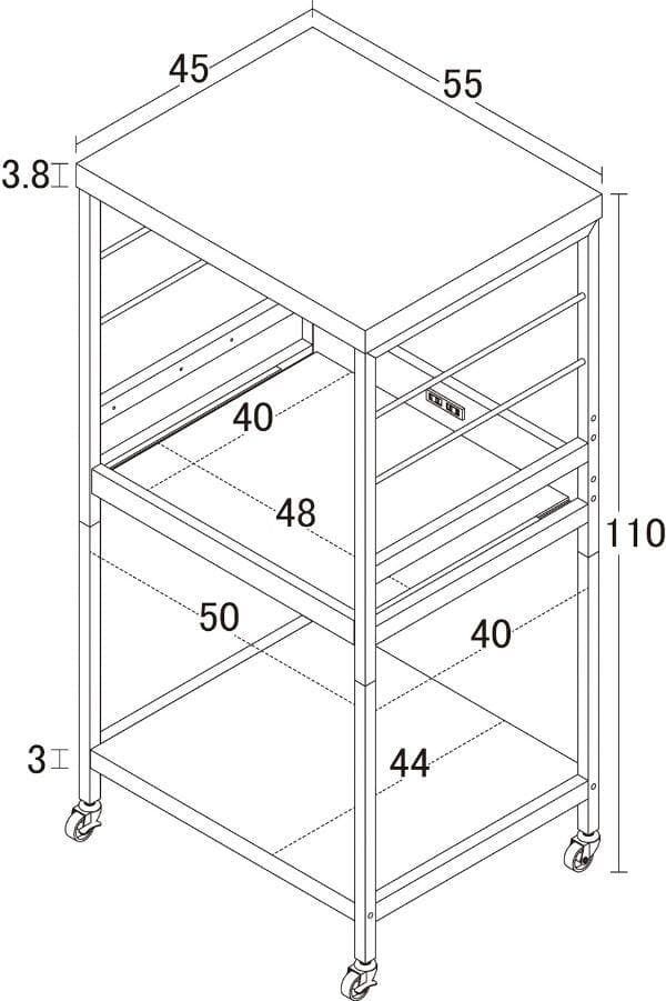 アート　レンジワゴン　コンセント付き　レンジ台　ラック　キャスター付き