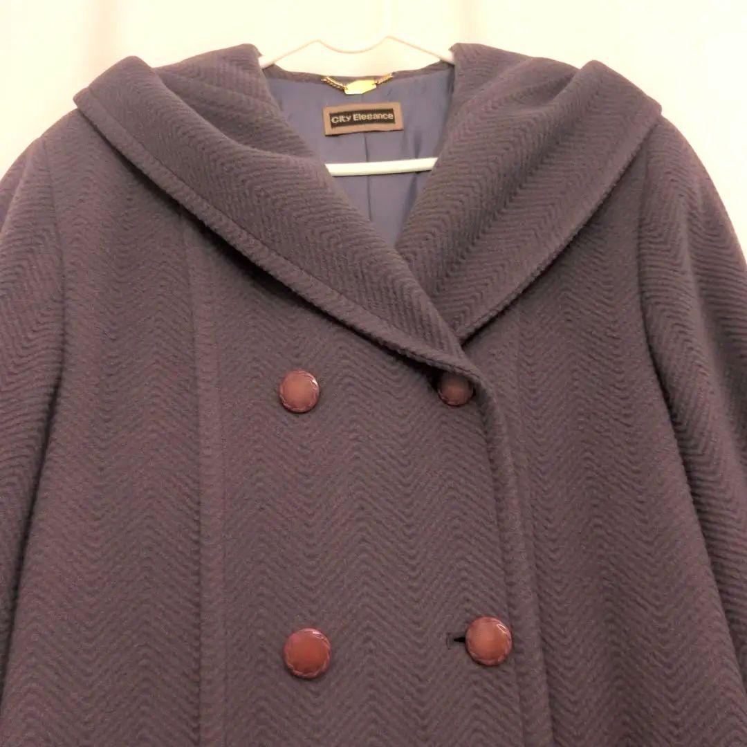 未使用 City Dimension フード付きダブルボタンコート カシミヤ入り