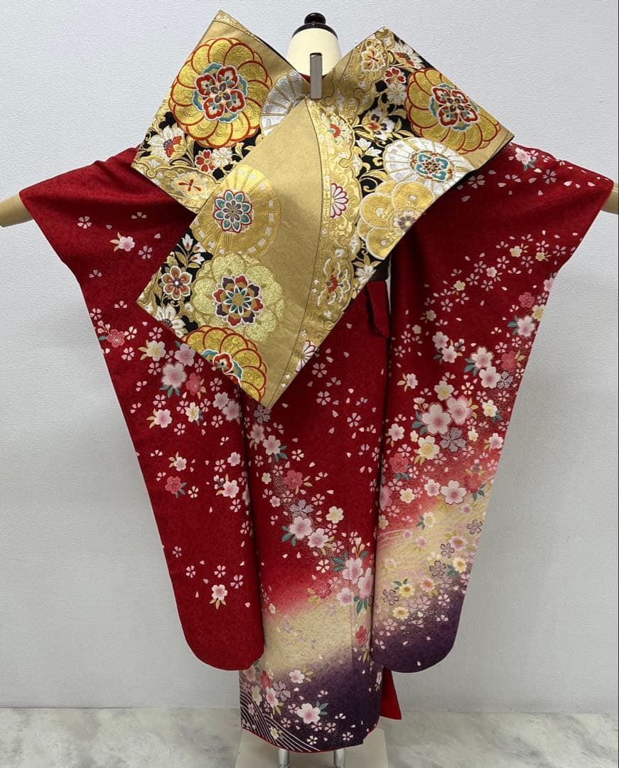 振り袖　フルセット　別誂長襦袢　成人式　赤　金彩加工　刺繍入り　銀通し　760