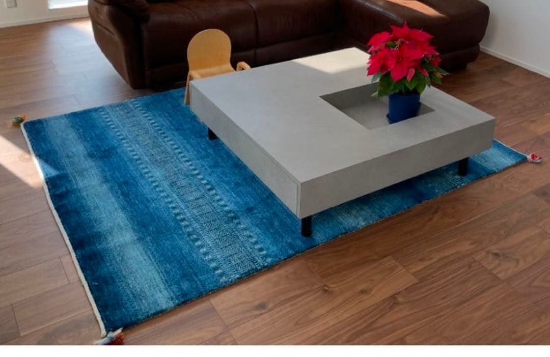 Boo Mr. ギャッベカーペット青系ストライプ模様