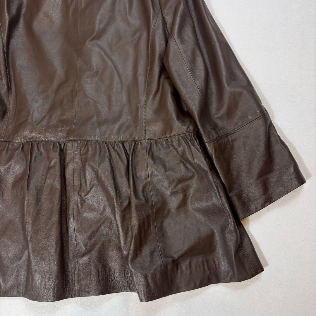 バルマン 羊革 2way レザーコート 毛皮 フォックス ラム フードファー L